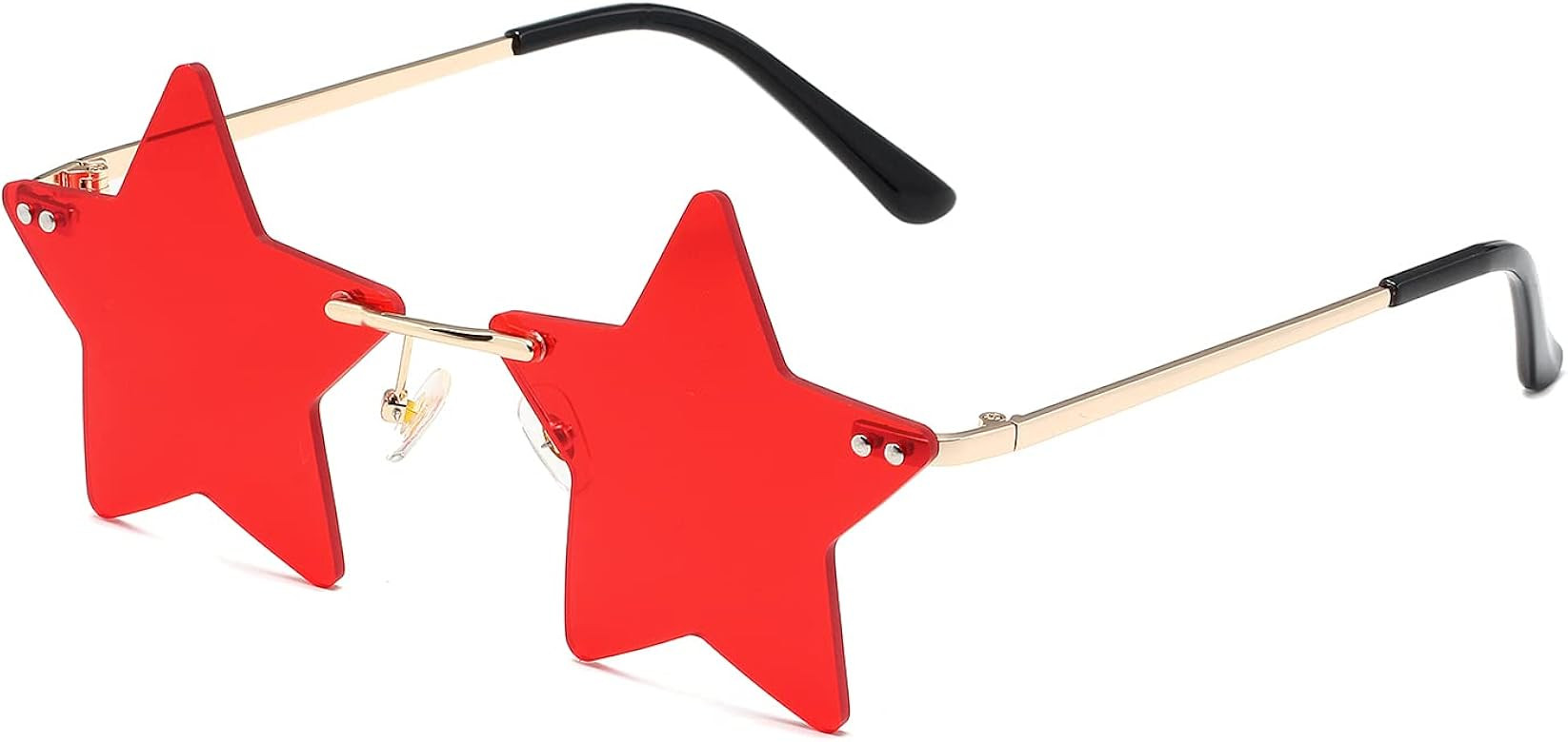 Bouryo Rimless Star Shape Sunglasses for Women/Men Personality Pentagram Party Glasses | Amazon (US)