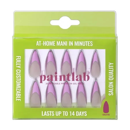 PaintLab Long Stiletto Press On False Nails, Pink Chrome, 30 Count | Walmart (US)