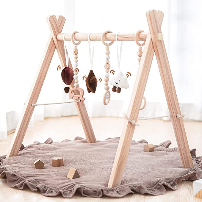 Razee Wooden Baby Play Gym Foldable Baby Gym Portable, Infant Frame Activity Gym Hanging Bar for ... | Amazon (US)