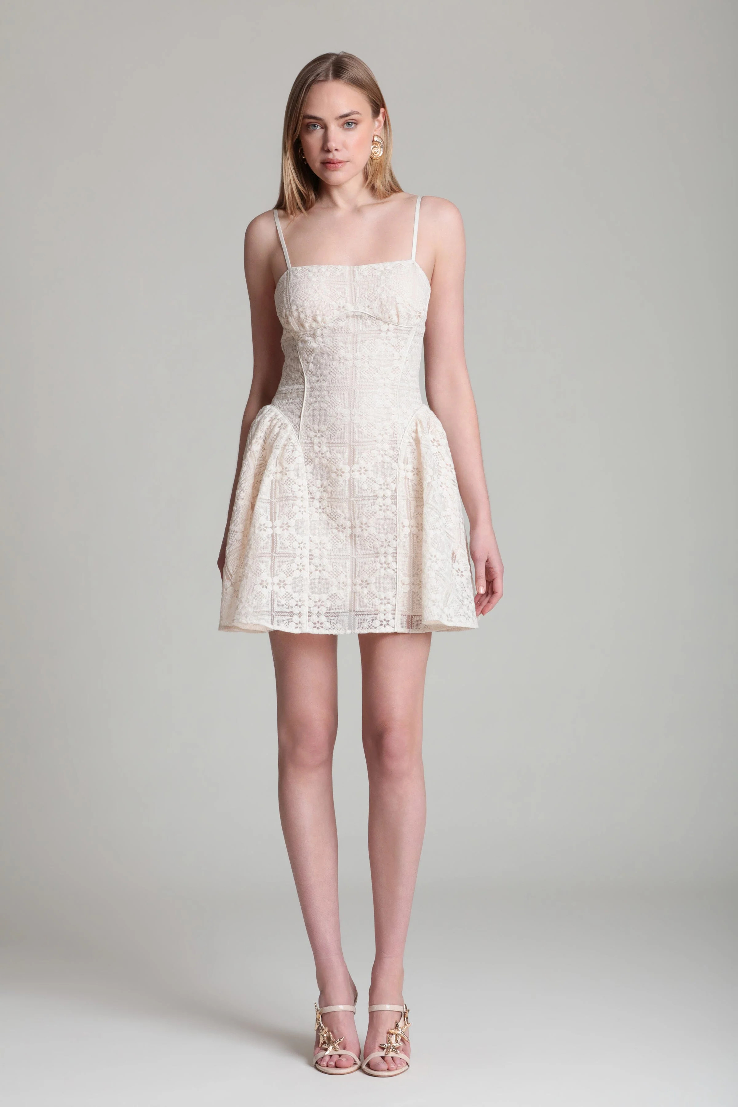 Cotton Tile Embroidered Mini Dress | Avec Les Filles
