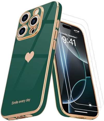 Teageo Compatible with iPhone 16 Pro Max Case for Girl Women Cute Love-Heart Luxury Bling Soft Co... | Amazon (US)