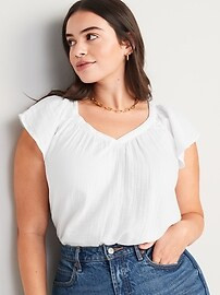 Flutter-Sleeve V-Neck Swing Blouse for Women | Old Navy (US)