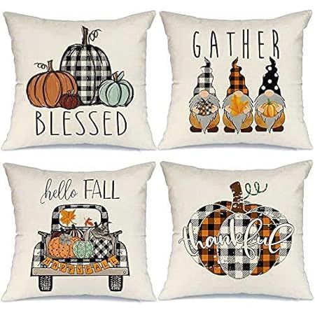 4TH Emotion Halloween Decor Pillow Covers 18x18 Set of 4 Fall Halloween Farmhouse Decorations Boo... | Amazon (US)