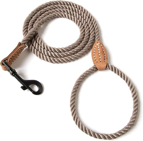 Mile High Life Dog Leash, Braided Cotton Rope Leashes with Leather Tip - Heavy Duty Metal Clasp, ... | Amazon (US)