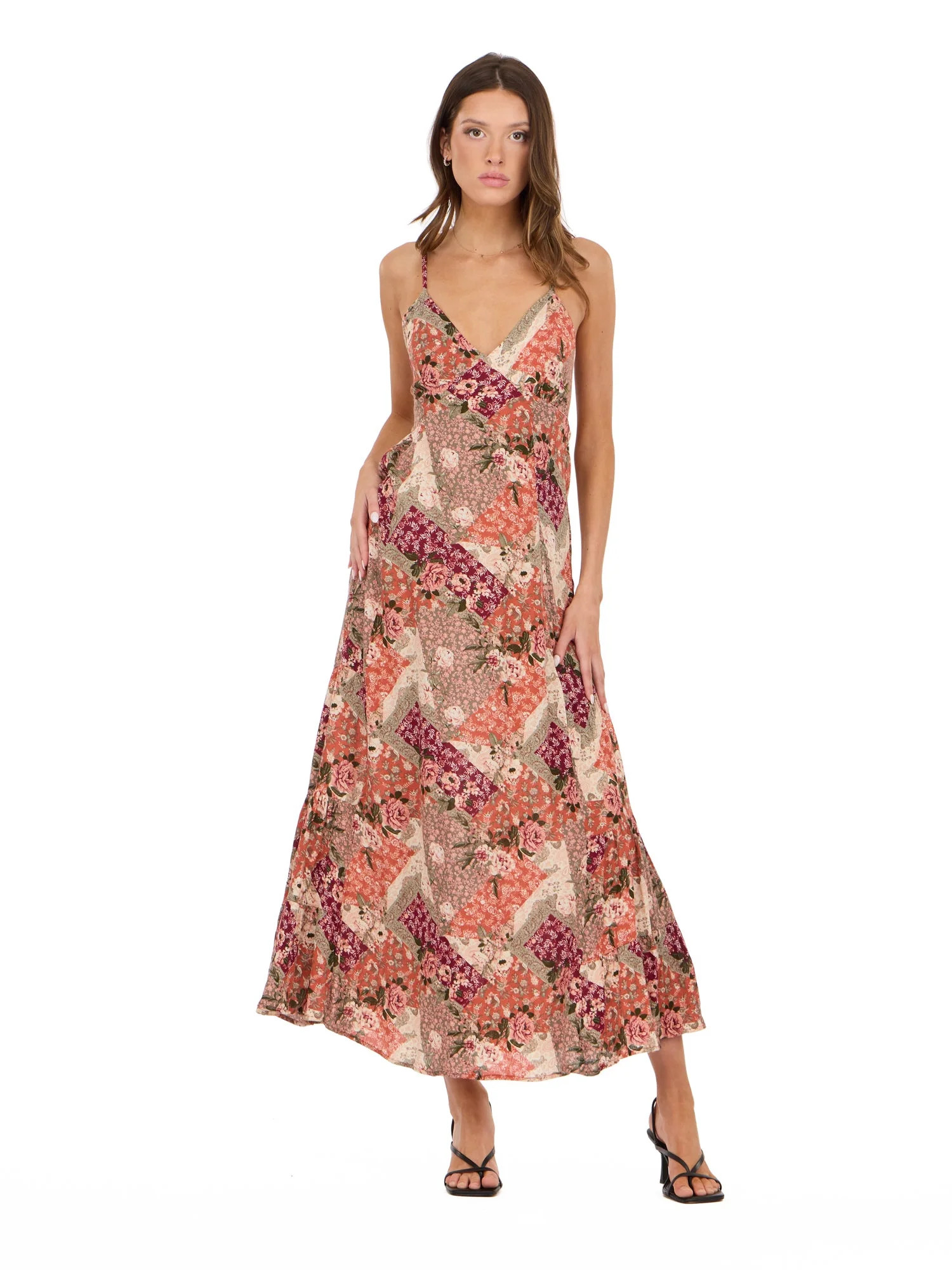 Forever 21 Women’s Spaghetti Strap Maxi Dress with Adjustable Tie Back, Flowing Tiered Skirt an... | Walmart (US)