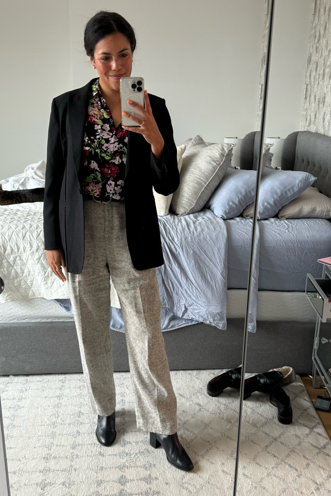 A business professional work outfit that’s still fun! I love a fun printed top to add personality to an outfit. Also an oversized blazer makes things a bit more current. 

#LTKworkwear #LTKmidsize #LTKstyletip