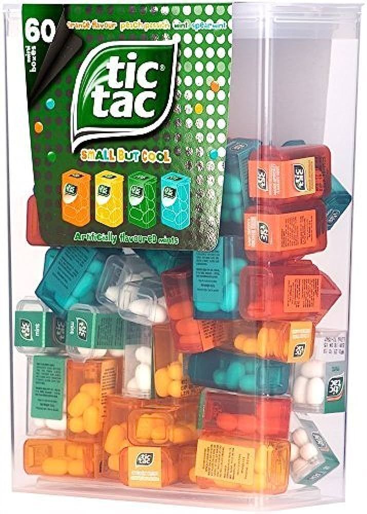 TIC TAC Box with 60 Mini Boxes (Mint, Orange, Spearmint, Peach and Passion fruit) 234g by Tic Tac | Amazon (US)