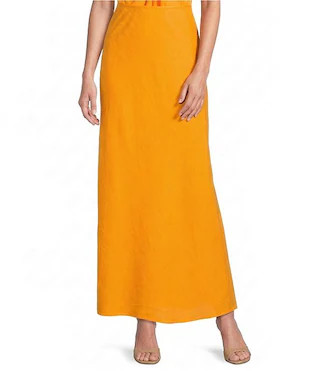 Angela Linen High Rise A-line Flounce Coordinating Maxi Skirt | Dillard's