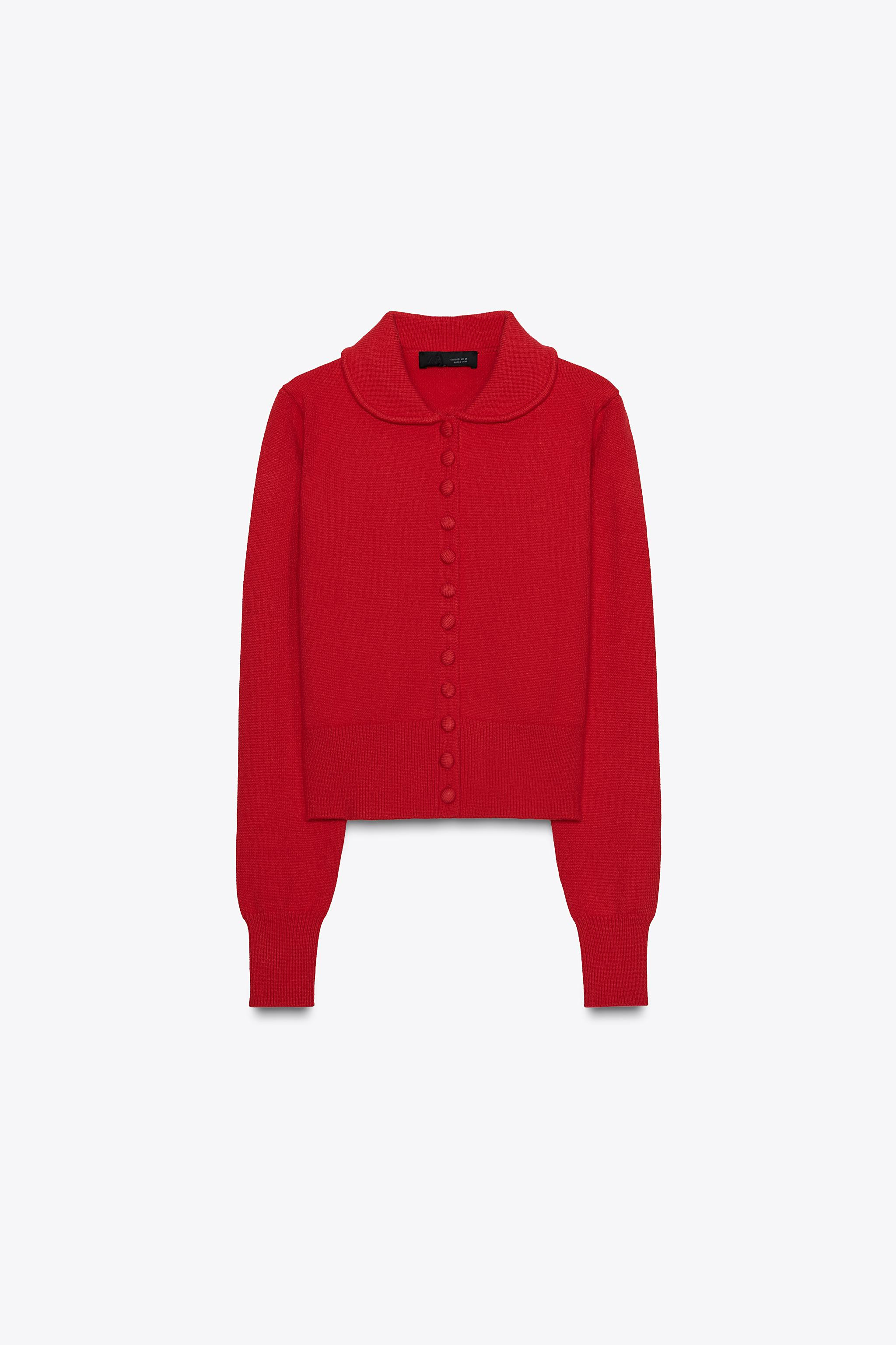 PETER PAN COLLAR KNIT CARDIGAN | Zara US