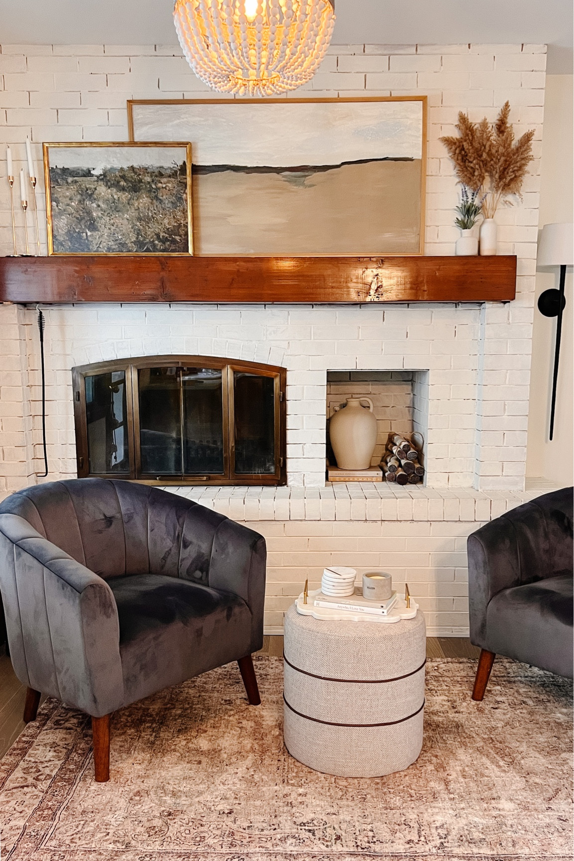 Chair, rug, art and decor links for our fireplace nook!

#LTKunder100 #LTKunder50 #LTKhome