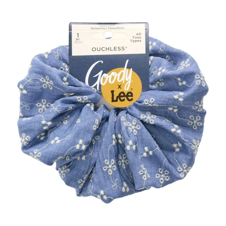 Goody x Lee Large Denim Scrunchie, No-Damage Elastic, All Hair Types, 1 Pack | Walmart (US)