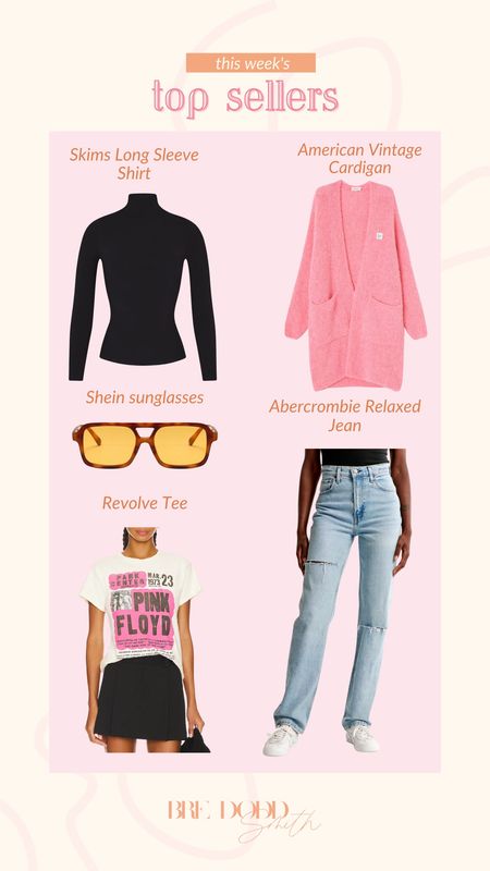 Rounding up this weeks top sellers! We are loving the skims shirt and Abercrombie jeans! 

Skims t-shirt, skims tops, American vintage cardigan, shein sunglasses, revolve tees, revolve, Abercrombie jeans, Abercrombie denim jeans 

#LTKstyletip #LTKSeasonal