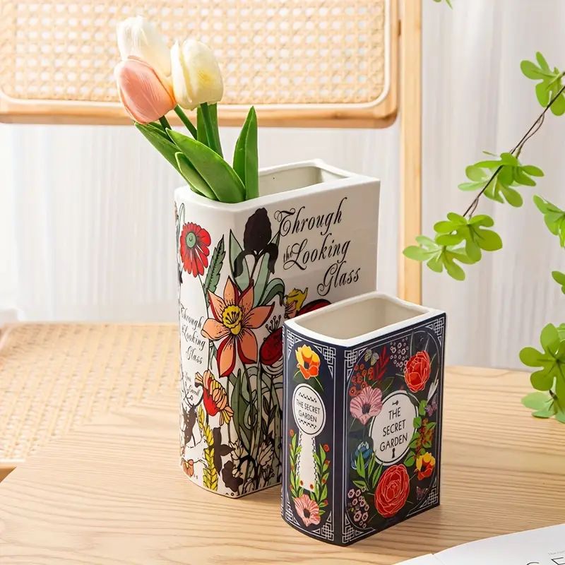 Book shaped Decorative Vase Ceramic Vases Home Decor Cute - Temu | Temu Affiliate Program