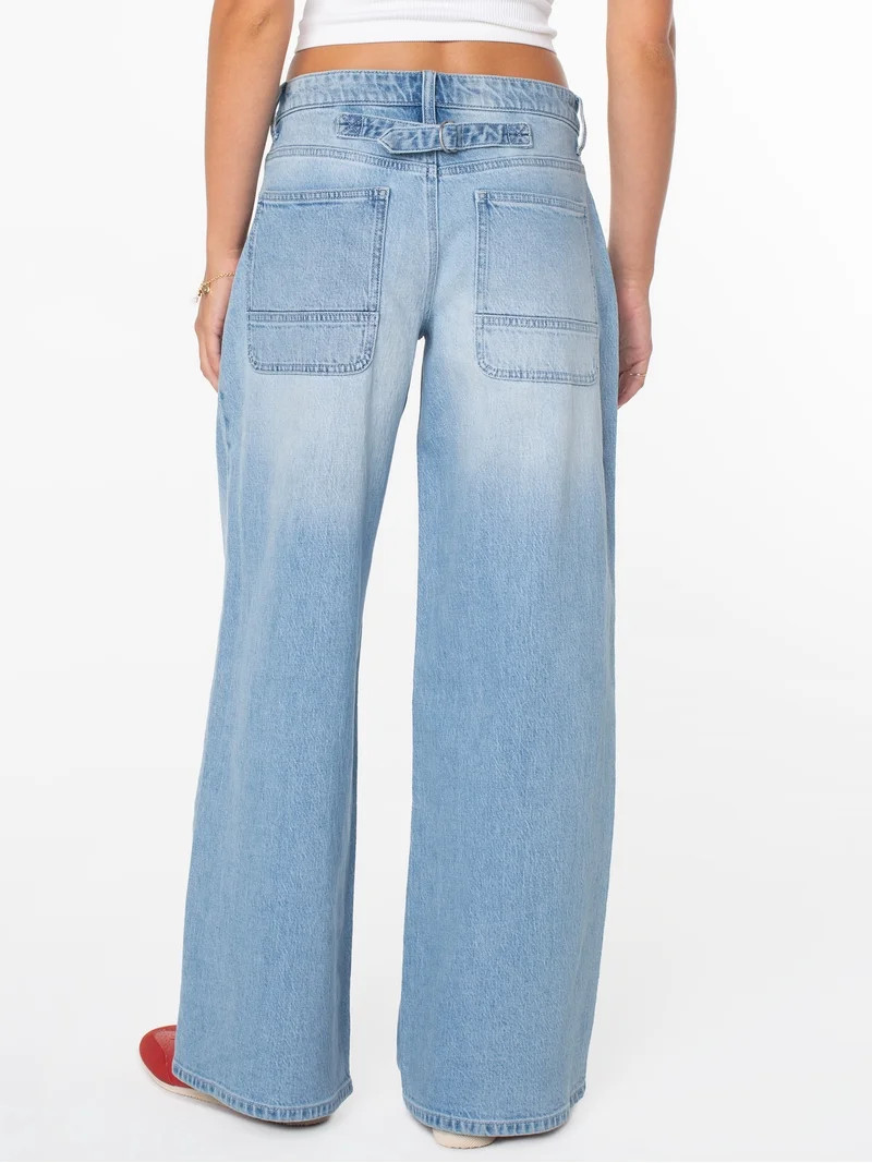 Celebrity Pink Women's and Women's Plus Slouchy Wide Leg Jean with Back Buckle, Sizes 1-24 | Walmart (US)