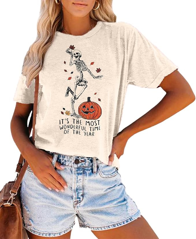 Women Halloween Hocus Pocus Short Sleeve T‑Shirt Witch Graphic Casual Tops | Amazon (US)