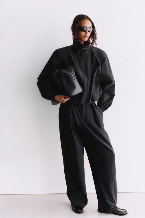 TECHNICAL FABRIC JACKET WITH SHOULDER PADS | Zara UK