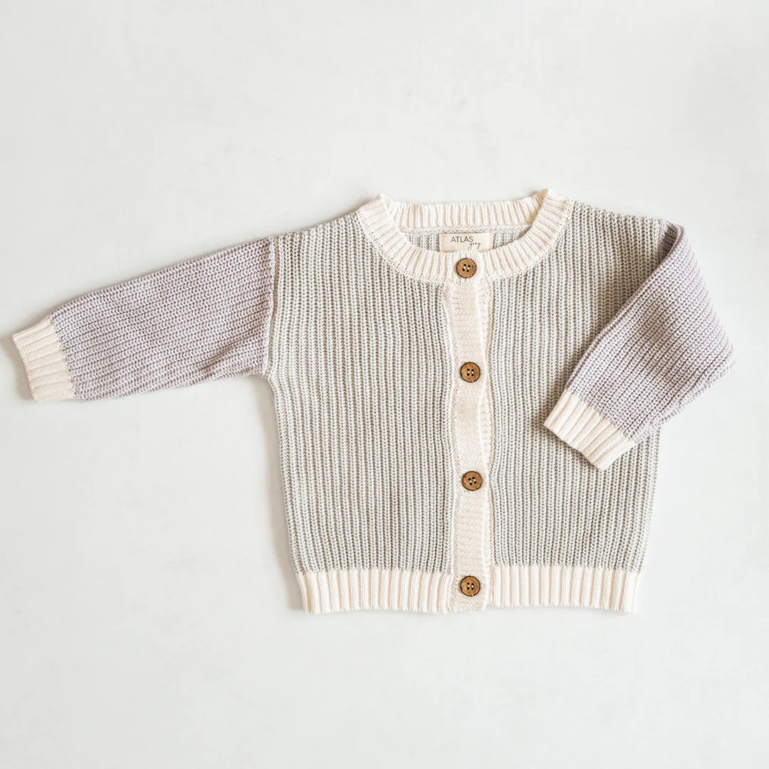 Oversized Knit Color Block Cardigan | Atlas Grey