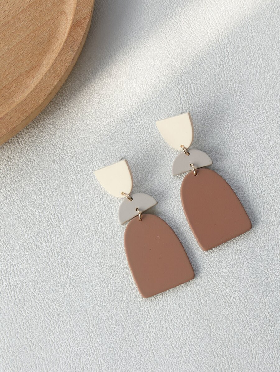 Color Block Geo Drop Earrings | SHEIN