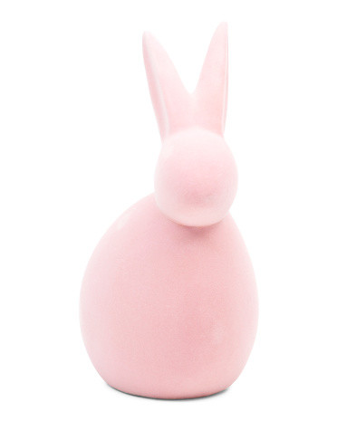 8.5in Ceramic Flocking Bunny | TJ Maxx