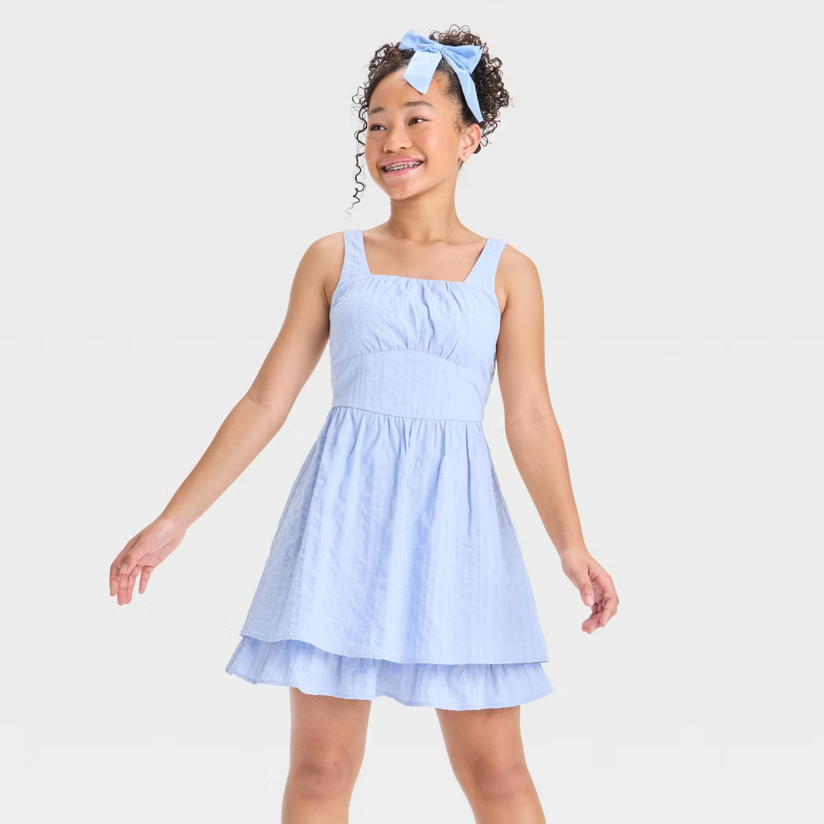 Girls' Ruched Fit & Flare Empire Waist Mini Dress - art class™ | Target