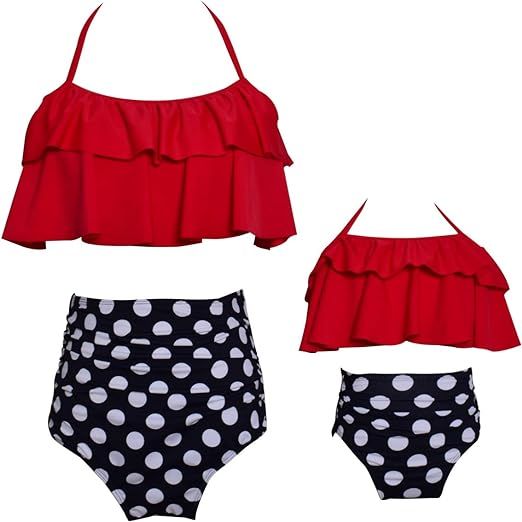 JerrisApparel Girls Ruffle High Waist Bikini Set Two Pieces Swimsuit Bathing Suit | Amazon (US)