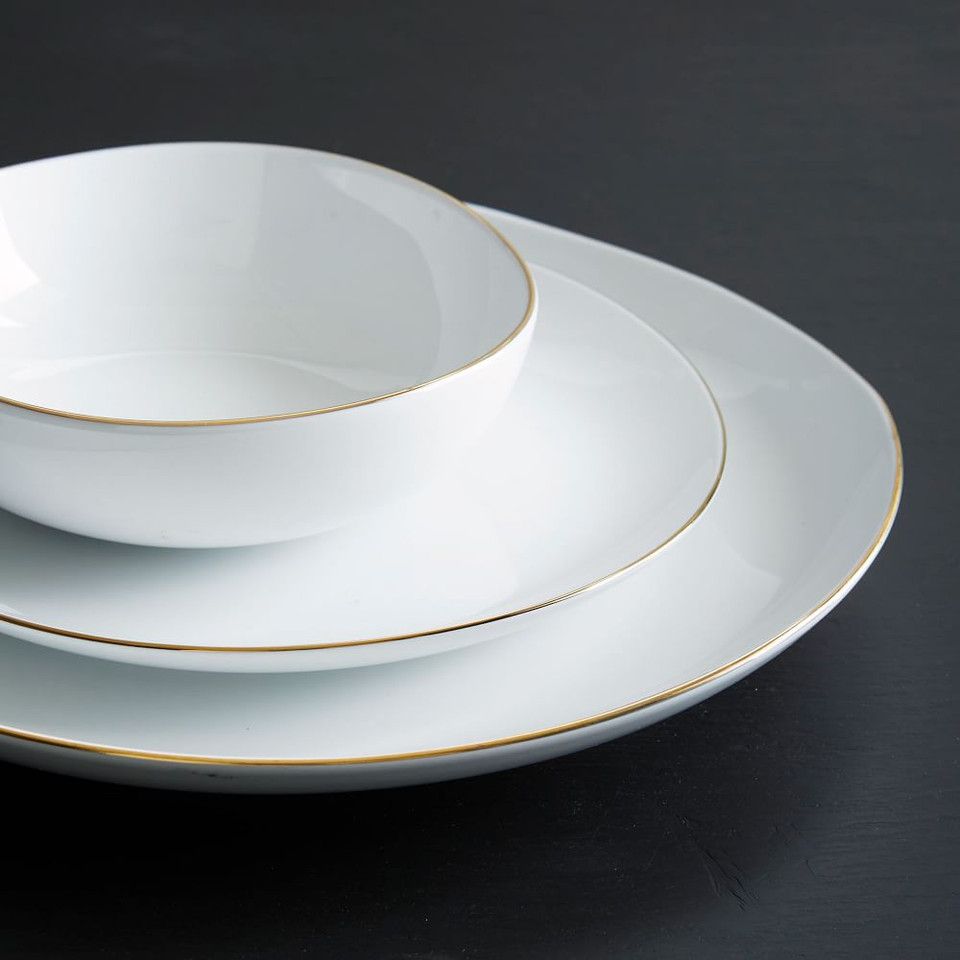 Organic Shaped Porcelain Dinnerware - Gold Rimmed | West Elm (UK)