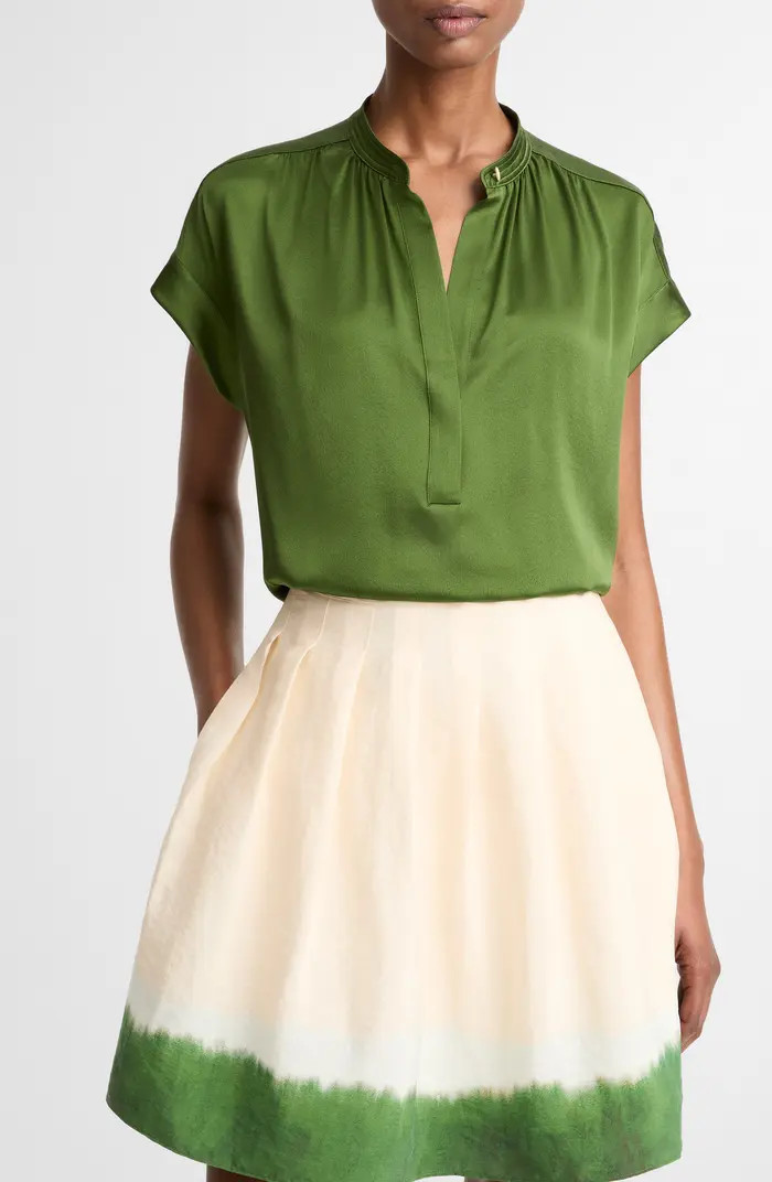 Vince Shirred Detail Silk Top | Nordstrom | Nordstrom