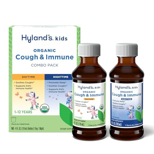 Hyland's Kids Organic Cough and Immune Day and Night Combo Pack, Eases Coughs, Supports Immunity, Promotes Sleep, Two 4 Fl Oz. Bottles (8 fl oz) | Amazon (US)