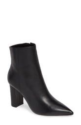 Marc Fisher LTD Ulani Pointy Toe Bootie in Black Leather at Nordstrom, Size 7.5 | Nordstrom