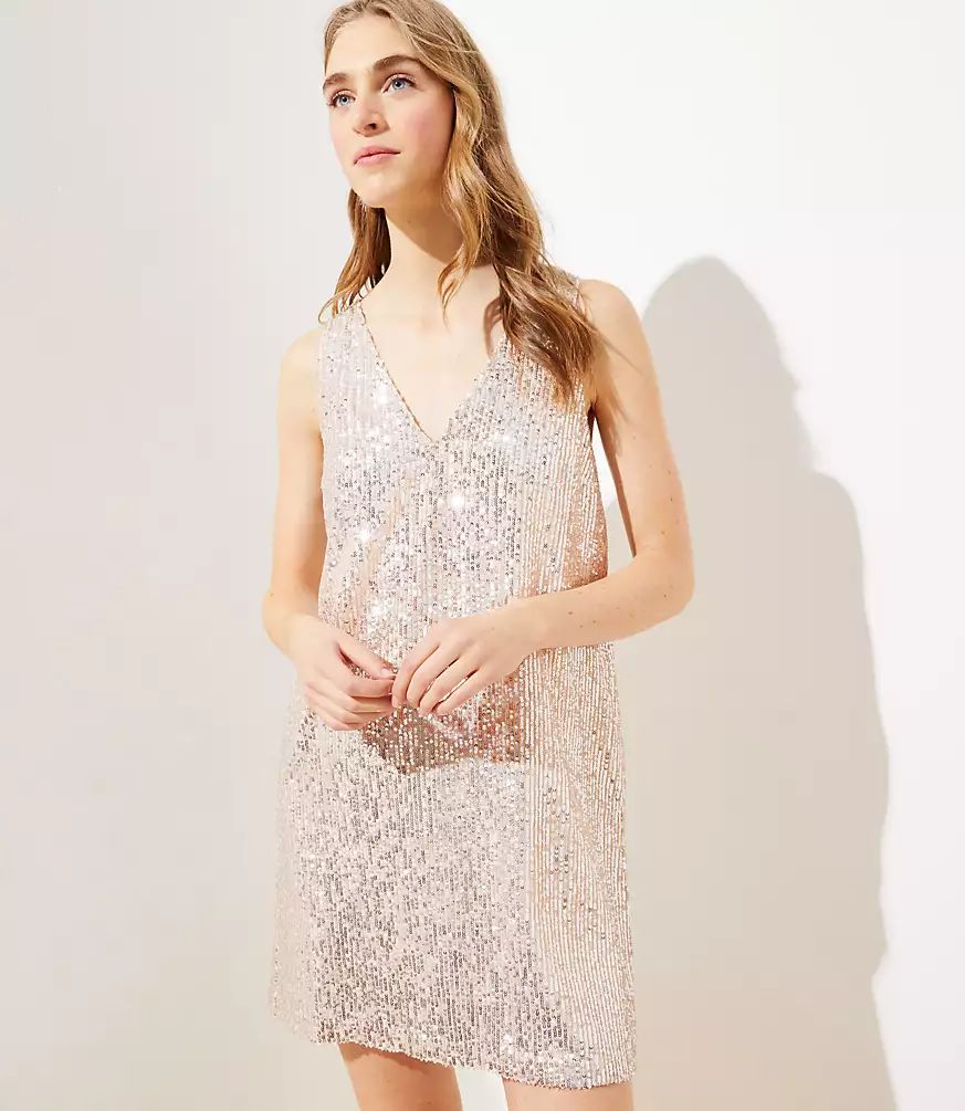 Sequin Bow Back Dress | LOFT | LOFT