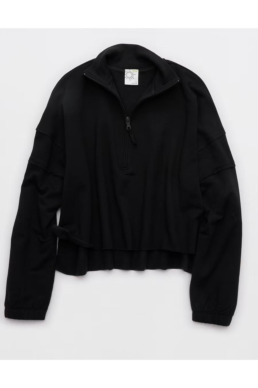 OFFLINE By Aerie OTT Seamed Quarter Zip Sweatshirt Women's True Black S | Aerie