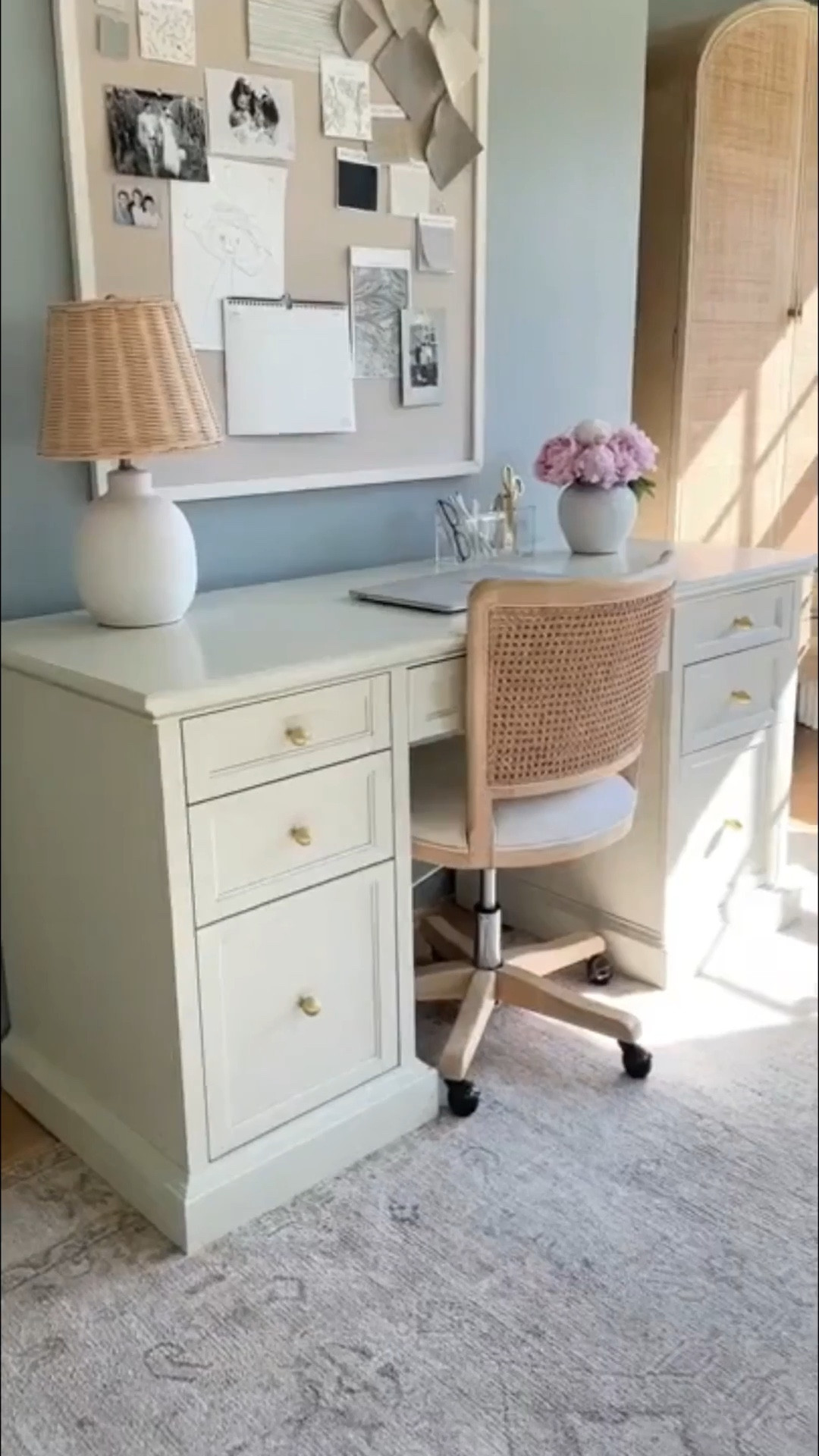 Home office views! I switched the knobs out on my off-white executive desk from Home Depot. I love the amount of storage. This has including two file drawers. Paint color is Boothbay gray by Benjamin Moore. 


#LTKdayinmylife #LTKHome