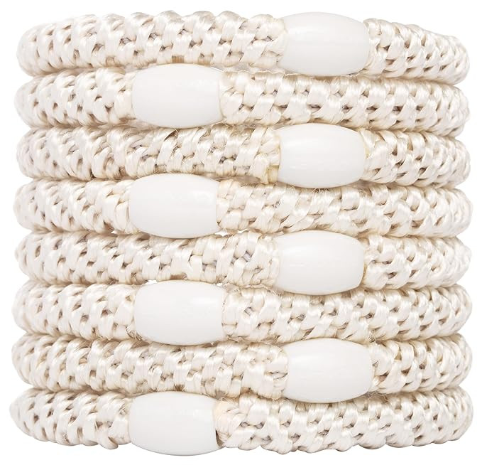 L. Erickson U.S.A. Hair Ties, 8 Count - Ivory - Grab & Go Ponytail Holders - Soft Woven Material,... | Amazon (US)