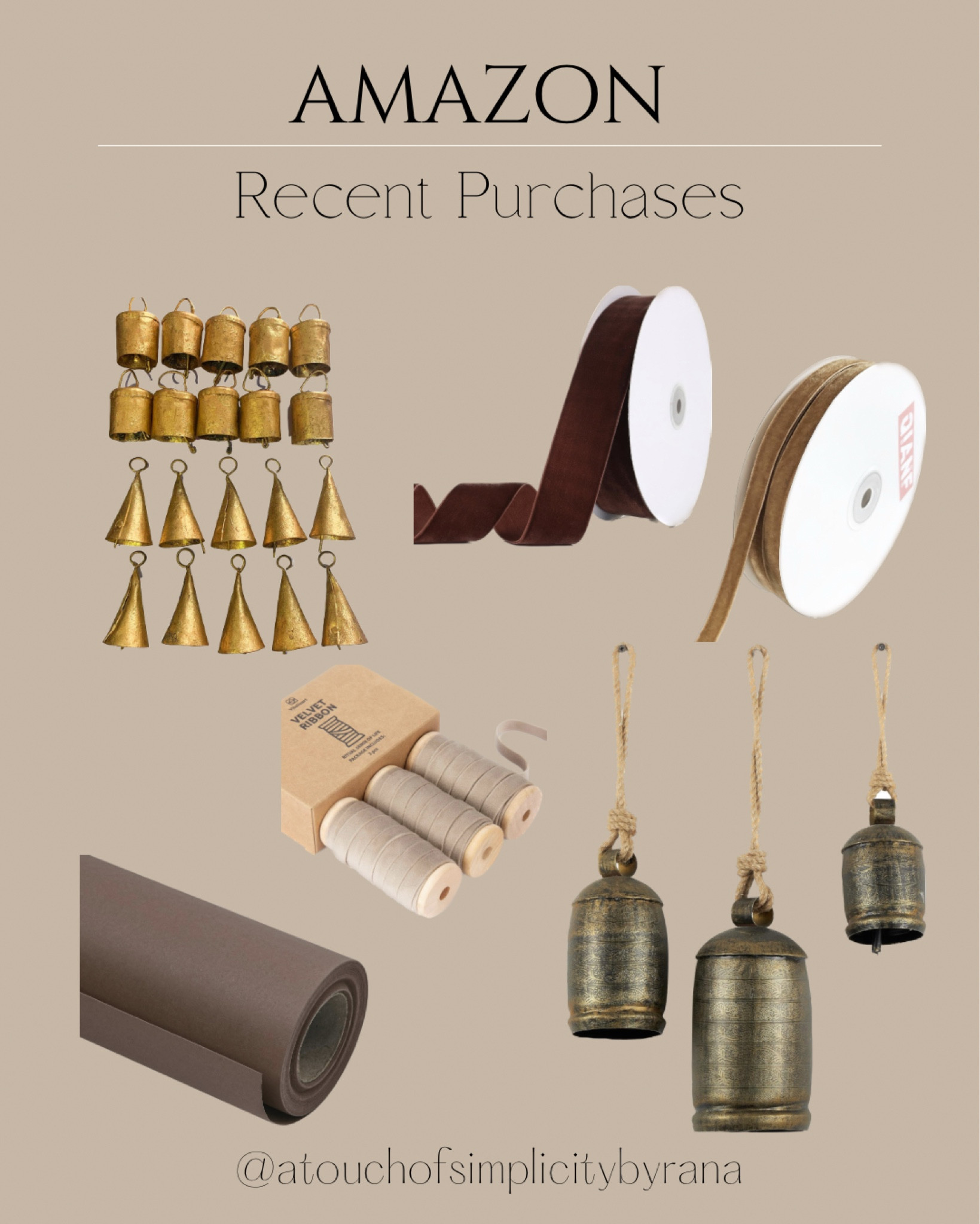 Vintage bells, cow bells, Christmas decor, gift wrapping, craft paper roll, brown paper roll, velvet ribbons, amazon finds, amazon Christmas 

#LTKHoliday #LTKhome #LTKSeasonal
