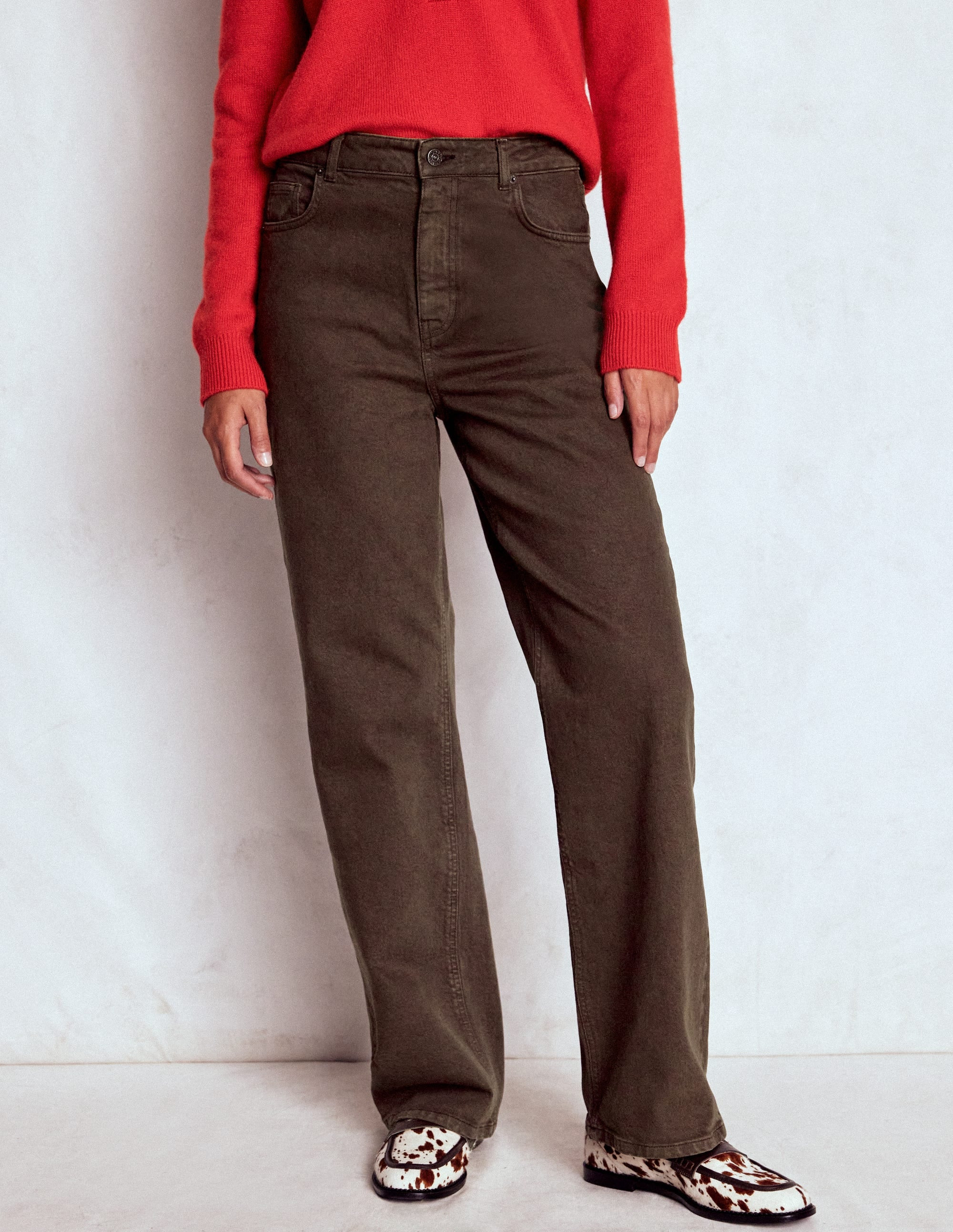 High Rise Column Leg Jeans-Chocolate Brown | Boden UK