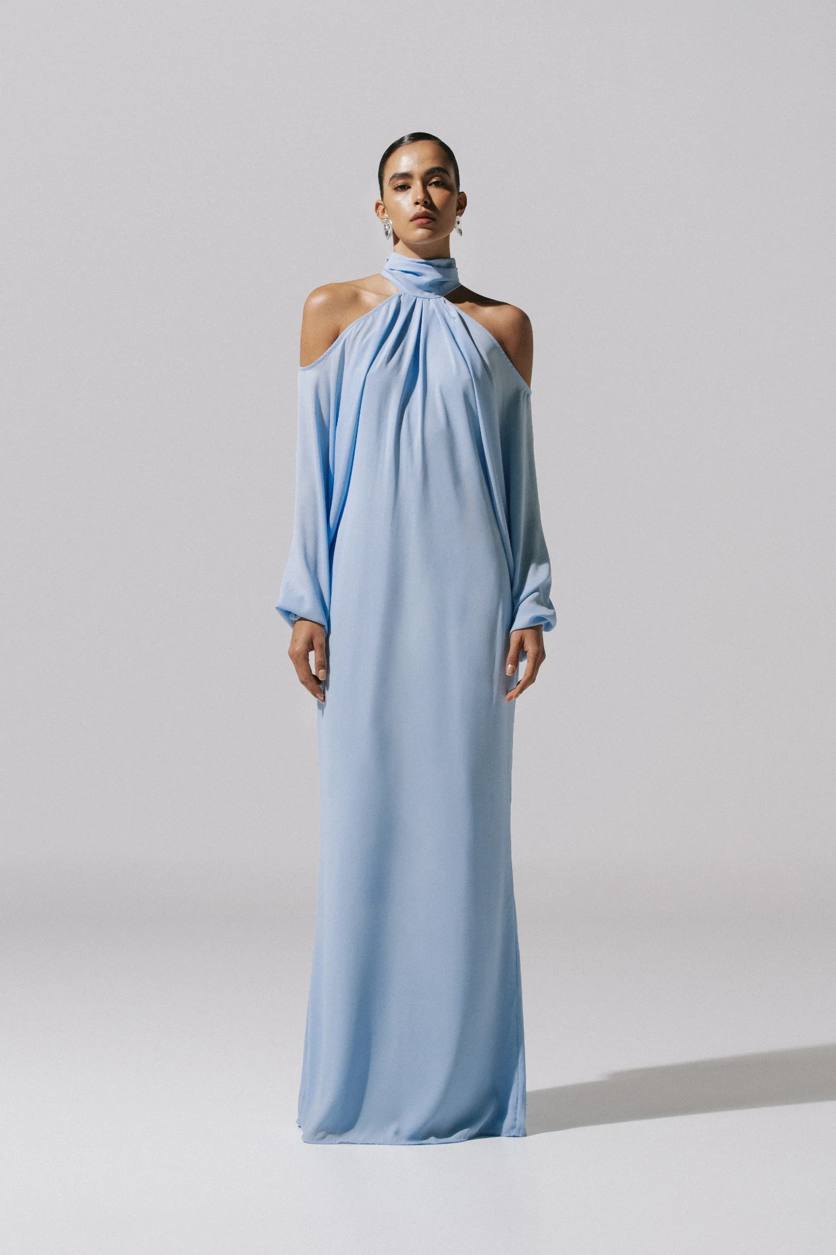 Biscay Maxi Dress Blue in Chiffon - Resort 26 | BAOBAB INT