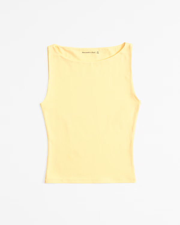 Cotton-Blend Seamless Fabric Boatneck Top | Abercrombie & Fitch (US)