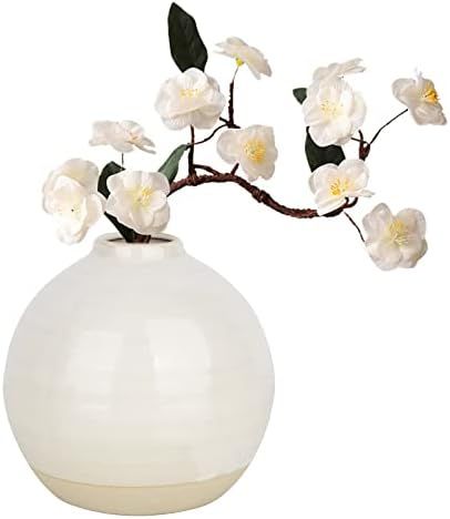 Round Vase, Ceramic Vase White Bud Vase Narrow Mouth Round White Vase for Home Decor, Small Dried... | Amazon (US)