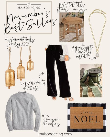 All the best sellers for November! Including gorgeous velvet pants, a pearl necklace that’s the perfect gift, cutest holiday decor and more!

#holidaydecor #holidayfashion #holidayoutfit #giftsforher #homedecor 

#LTKhome #LTKparties #LTKHoliday