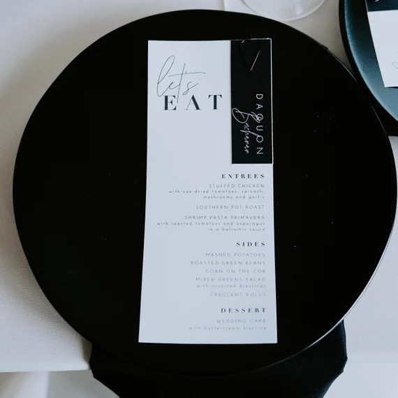 Modern Black and White Wedding Place Cards Template, INSTANT Editable Download | Etsy (US)