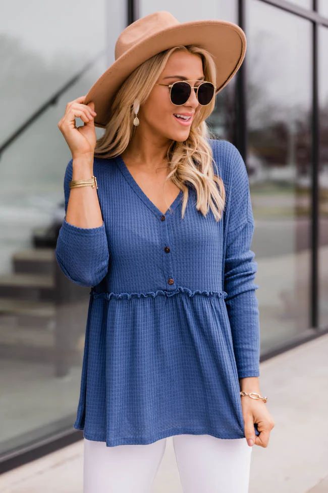 So Perfectly Yours Blue Blouse | The Pink Lily Boutique