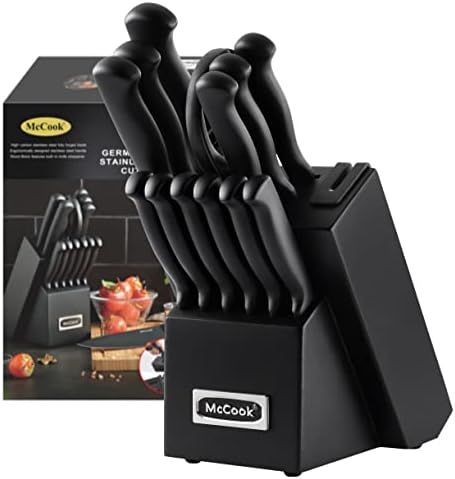 McCook® MC21B Knife Sets,15 Pieces German Stainless Steel Knife Block Sets with Built-in Sharpen... | Amazon (US)