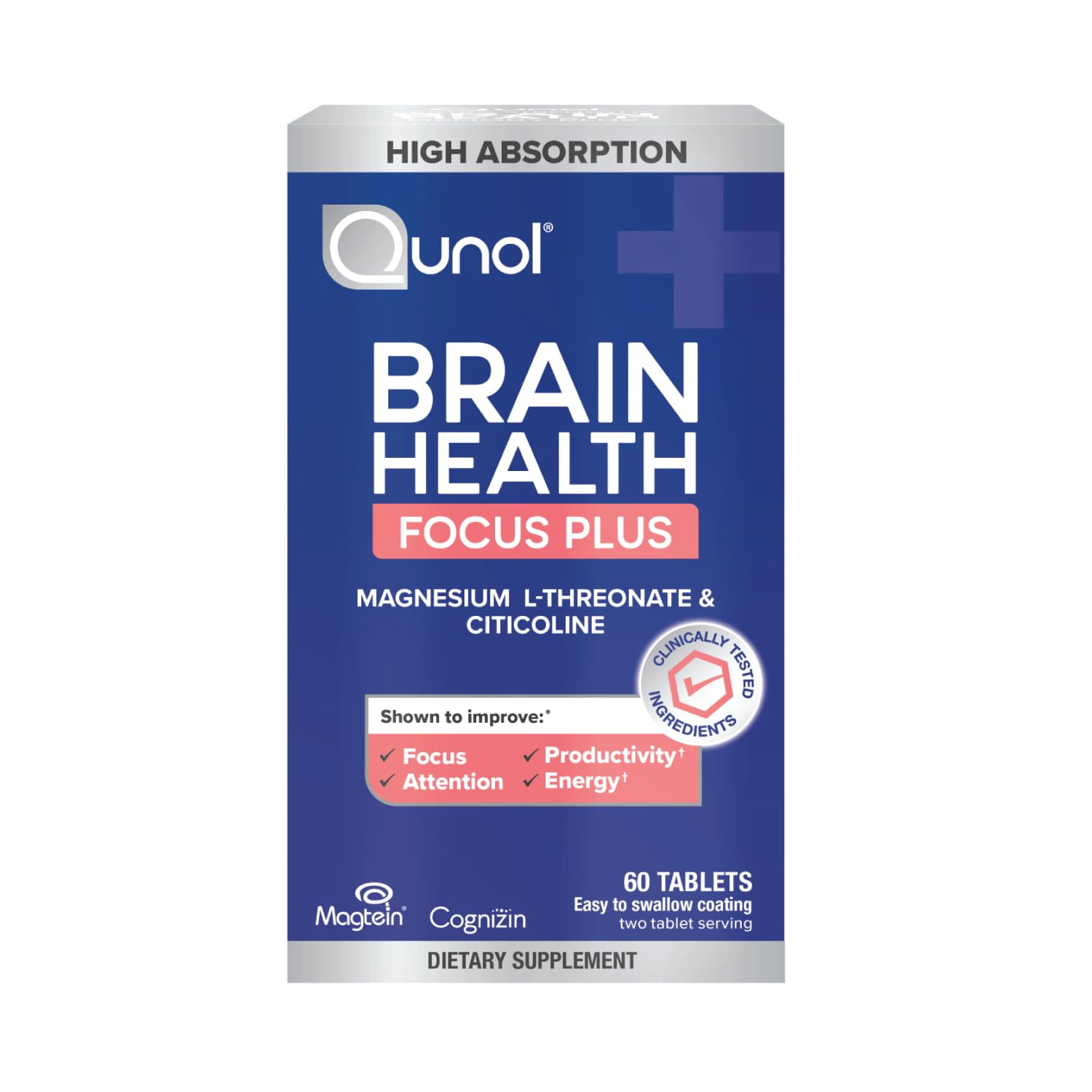 Qunol Brain Health Focus Plus, Magnesium L-Threonate & Citicoline, Clinically Tested Ingredients ... | Amazon (US)