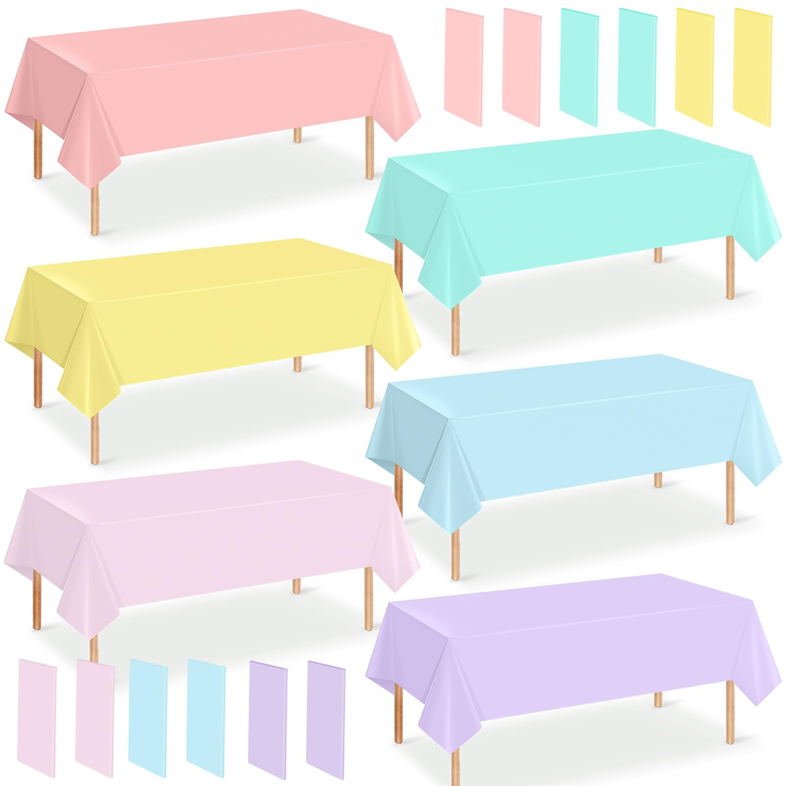 12Pcs Pastel Tablecloths, Rainbow Mix Color Plastic Tablecloth Disposable Rectangle Table Covers ... | Amazon (US)