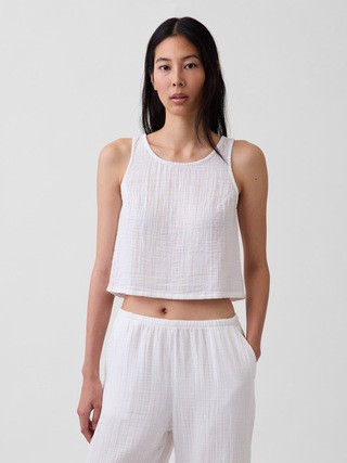 Cotton Gauze Racer Shell Tank Top | Gap (CA)