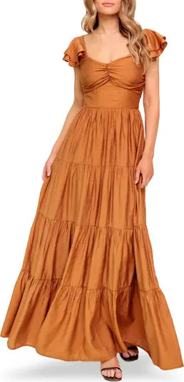 FLYING TOMATO Flutter Sleeve Tiered Maxi Dress | Nordstromrack | Nordstrom Rack