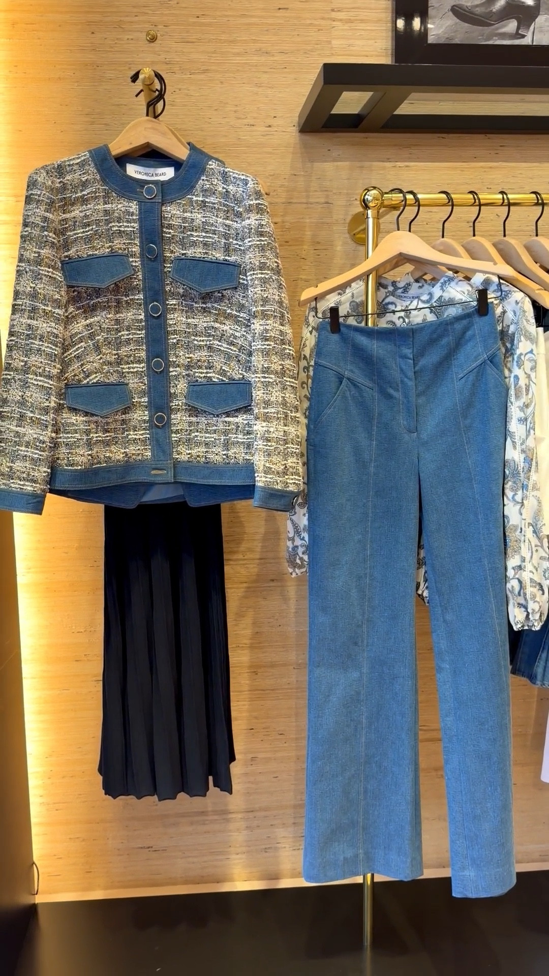 Tweed…. So chic

Crafted from luxe Italian tweed in off-white, the Ainslie collarless jacket features a boxy, mid-length silhouette. Designed with a full button-down placket, it’s finished with denim-covered, gold-rimmed buttons, a contrast denim trim, and four front flap pockets. A utilitarian take on the lady jacket, this tweed jacket pairs effortlessly with wide-leg denim and strappy heels.
I am 5’7” 130#’s and I wear a size 27 and size 6 in this brand

#LTKWorkwear #LTKTravel #LTKOver40