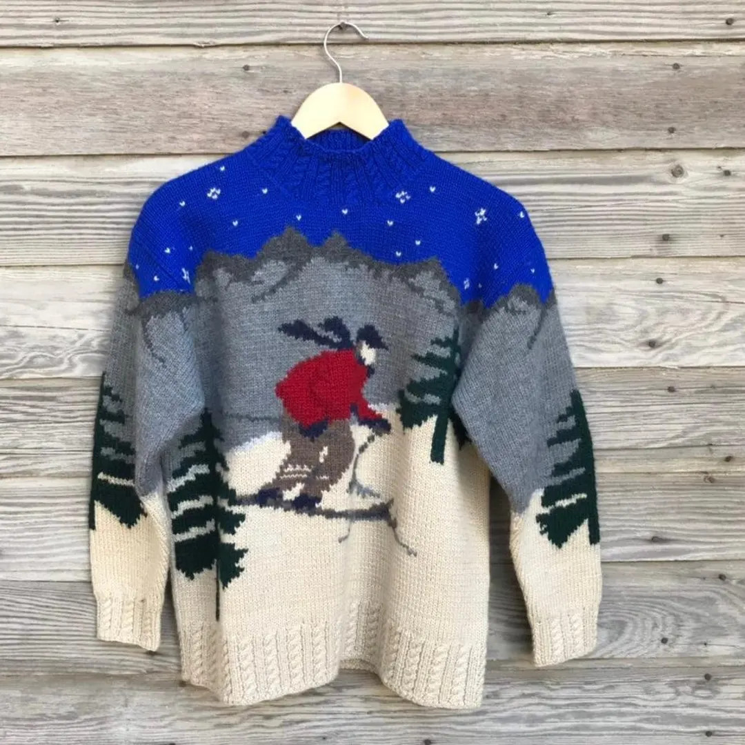 Vintage Ralph Lauren Hand Knit Wool Sweater * Skier - Etsy | Etsy (US)