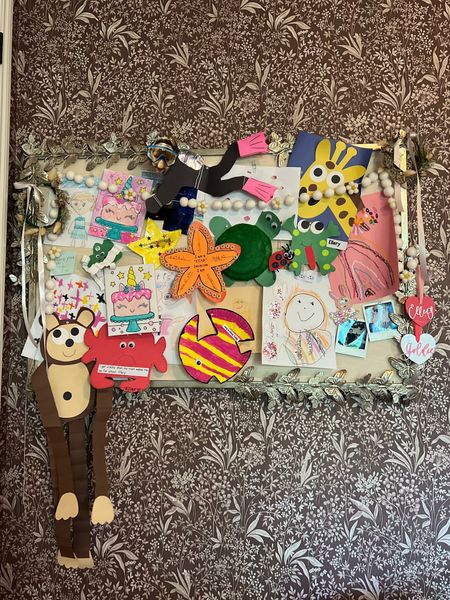butterfly pinboard in the girls’ room. Usually it’s not so full, but end of the year it is. 

#LTKFamily #LTKHome #LTKKids