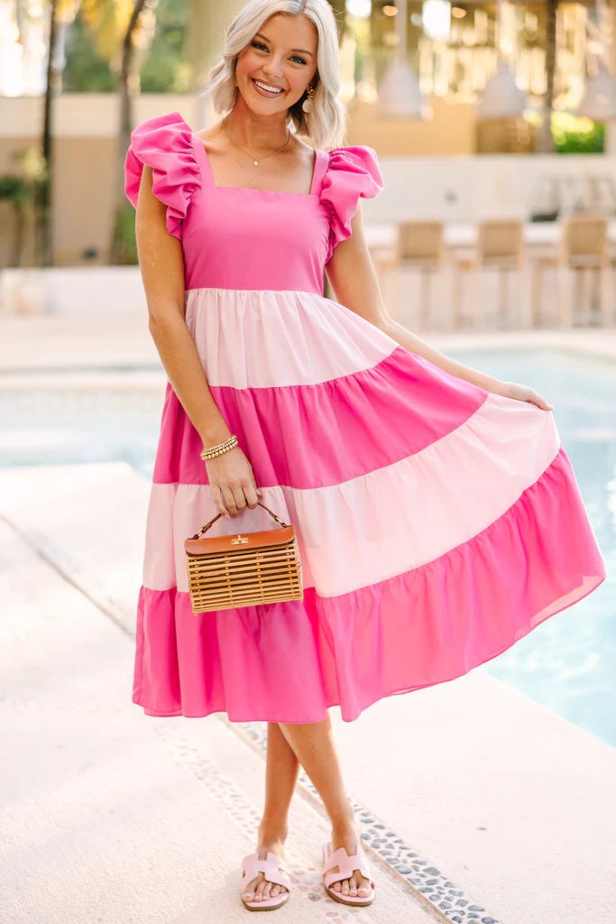 All It Takes Pink Colorblock Midi Dress | The Mint Julep Boutique